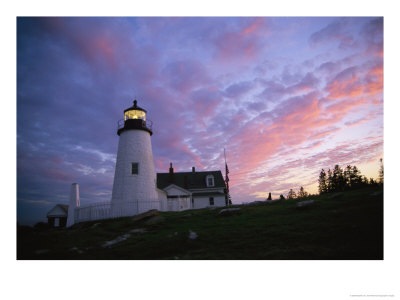 Sunset Tints The Sky Behind The Pemaquid Lighthouse by Stephen St. John Pricing Limited Edition Print image