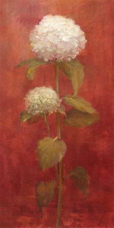 White Hydrangea On Red by Danhui Nai Pricing Limited Edition Print image