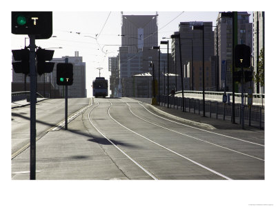 Tram On La Trobe Street Overbridge, Melbourne, Victoria, Australia by David Wall Pricing Limited Edition Print image