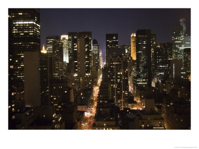 A Nightime View Of The Apartment And Office Buildings Of New York In Winter, New York City, New Yor by Taylor S. Kennedy Pricing Limited Edition Print image