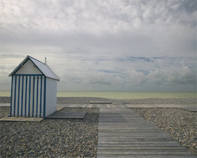 Blue And White Striped Building by Francisco Fernandez Pricing Limited Edition Print image