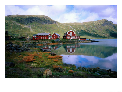 Buildings At Gateway To Jotunheimen National Park, Eidsbugarden, Norway by Graeme Cornwallis Pricing Limited Edition Print image