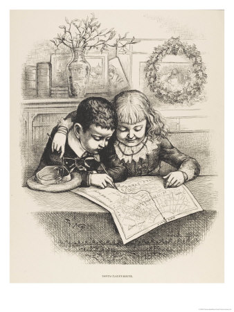 Children Work Out Santa's Route On A Map by Thomas Nast Pricing Limited Edition Print image