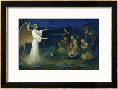 Angel Announcing The Birth Of Christ To Shepherds by Robert Leinweber Pricing Limited Edition Print image