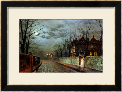Old English House, Moonlight After Rain, 1883 by John Atkinson Grimshaw Pricing Limited Edition Print image