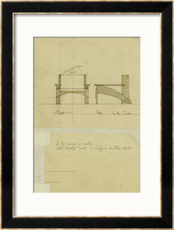 Design For Armchair In Oak, Shown In Front And Side Elevation, 1905 by Charles Rennie Mackintosh Pricing Limited Edition Print image