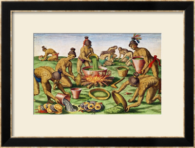 Preparations For A Feast, From Brevis Narratio.., Engraved By Theodore De Bry (1528-98) by Jacques Le Moyne Pricing Limited Edition Print image