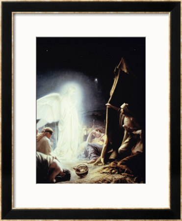Angel And The Shepherds by Carl Bloch Pricing Limited Edition Print image