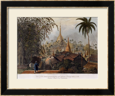View Of The Great Dagon Pagoda And Adjacent Scenery Taken On The Eastern Road From Rangoon by Joseph Moore Pricing Limited Edition Print image