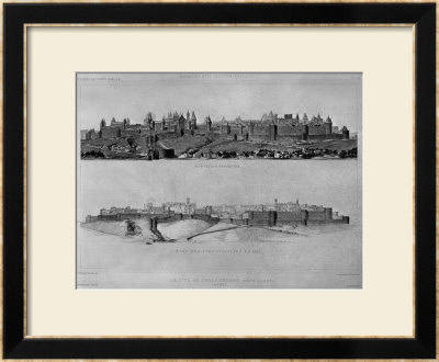 View Of Carcassonne From The West Side, State Of The Fortifications And The City In 1853 by Eugène Viollet-Le-Duc Pricing Limited Edition Print image