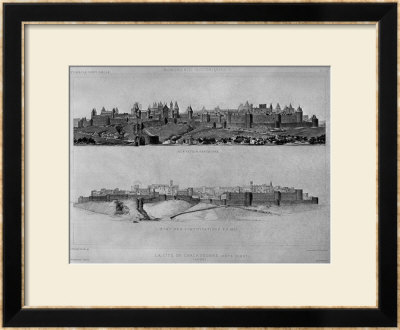View Of Carcassonne From The West Side, State Of The Fortifications And The City In 1853 by Eugene Viollet-Le-Duc Pricing Limited Edition Print image