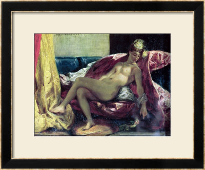 Reclining Odalisque Or, Woman With A Parakeet, 1827 by Eugene Delacroix Pricing Limited Edition Print image