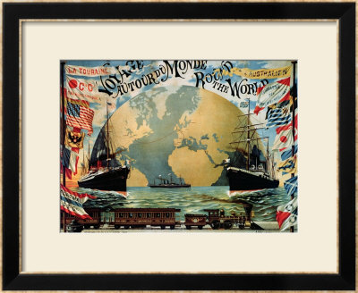 Voyage Around The World, Poster For The Compagnie Generale Transatlantique, Late 19Th Century by A. Schindeler Pricing Limited Edition Print image