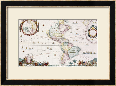 Hand-Coloured Engraved Map Of The Americas, Circa 1696 by Cornelis Iii Danckerts Pricing Limited Edition Print image