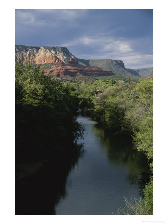 Looking Up Oak Creek At The Red Rocks Of Sedona by Todd Gipstein Pricing Limited Edition Print image