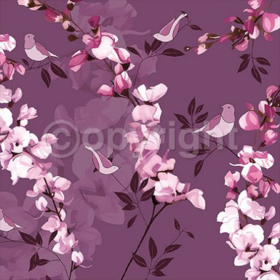Mauve Blossom Birds by Kate Knight Pricing Limited Edition Print image