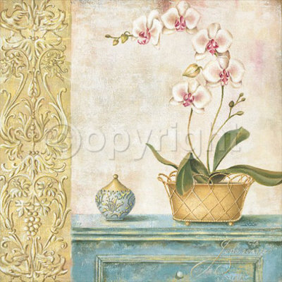 Oriental Orchid Scroll by Nicola Rabbett Pricing Limited Edition Print image