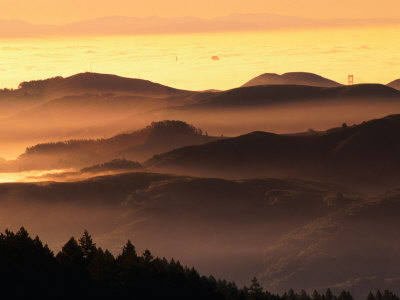 Fog Covered Golden Gate Bridge From Mt. Tamalpais, Marin County, California, Usa by Stephen Saks Pricing Limited Edition Print image