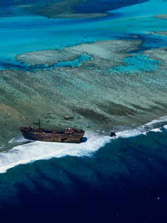 Shipwreck On Barrier Reef, Lagoon South, New Caledonia by Jean-Bernard Carillet Pricing Limited Edition Print image