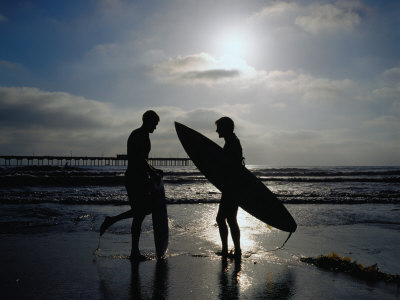 Surfers On San Diego Beach, San Diego, California, Usa by Christian Aslund Pricing Limited Edition Print image