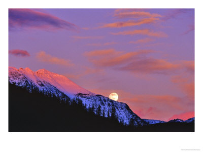 Full Moonrise Over Cloudcroft Peaks, Glacier National Park, Montana, Usa by Chuck Haney Pricing Limited Edition Print image
