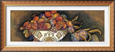 Artichokes And Pomegranates In A Moroccan Bowl by Karel Burrows Pricing Limited Edition Print image