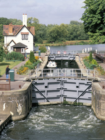 Lock, River Thames, Goring, Oxfordshire, England, United Kingdom by Brigitte Bott Pricing Limited Edition Print image