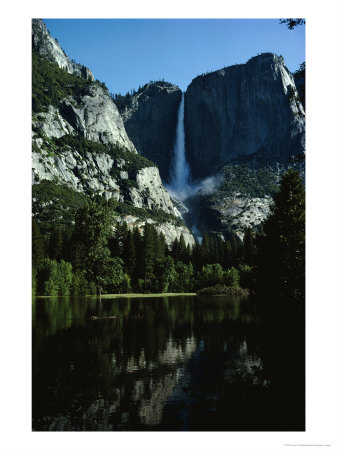 Yosemite Falls Behind A Still Lake, California by James P. Blair Pricing Limited Edition Print image