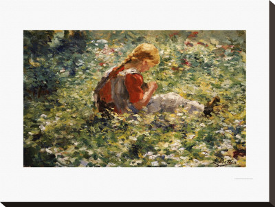 A Young Girl In A Flower Garden by Evert Pieters Pricing Limited Edition Print image