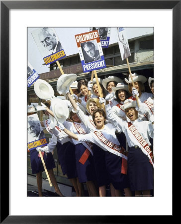 Goldwater Girls Wearing Sashes And Waving Signs Prior To Republican National Convention by John Dominis Pricing Limited Edition Print image