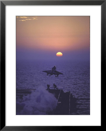 A4d Skyhawk Taking Off From Uss Independence At Sunrise Over Mediterranean Sea by John Dominis Pricing Limited Edition Print image