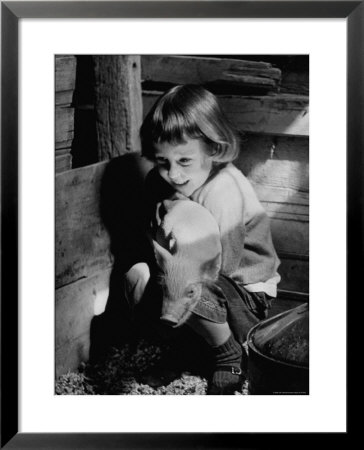 Jan Bruene With Piglet Of A Group 2-3 Weeks Old, Kept In Basement Of Home by Gordon Parks Pricing Limited Edition Print image