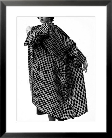 Model Dorian Leigh Wearing Harlequin Check Pattern In Tweed Coat By Trigere by Gjon Mili Pricing Limited Edition Print image
