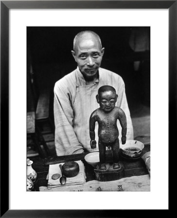 Old Style Chinese Doctor Setting Up His Office On Street During Market Day by Carl Mydans Pricing Limited Edition Print image
