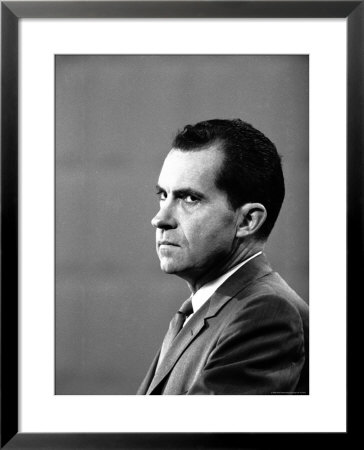 Republican Candidate Richard Nixon During Televised Debate With Democratic Candidate John F Kennedy by Paul Schutzer Pricing Limited Edition Print image
