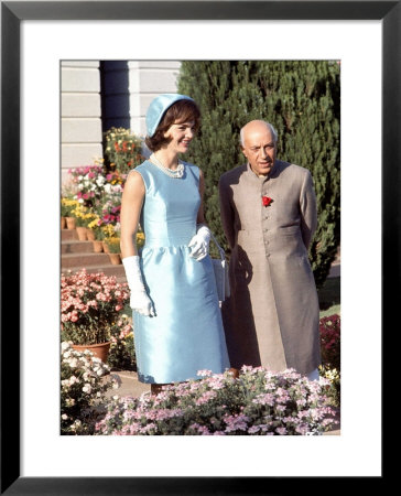 First Lady Jackie Kennedy With Indian Prime Minister Jawaharlal Nehru In Garden Of His Residence by Art Rickerby Pricing Limited Edition Print image