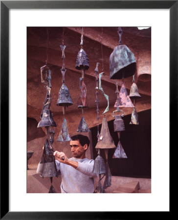 Bell Maker Paolo Soleri In His Workshop At Scottsdale, Az by Nina Leen Pricing Limited Edition Print image