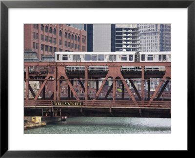 An El Train On The Elevated Train System Crossing Wells Street Bridge, Chicago, Illinois, Usa by Amanda Hall Pricing Limited Edition Print image