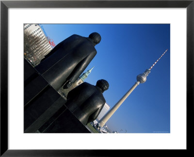 Statues Of Marx And Engels, With Tv Tower Or Fernsehturm Beyond, Berlin, Germany by Gavin Hellier Pricing Limited Edition Print image