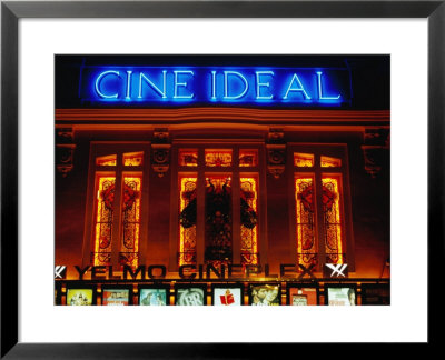 Facade Of The Historic Building Of The Cine Ideal, At Night, Madrid, Spain by Krzysztof Dydynski Pricing Limited Edition Print image