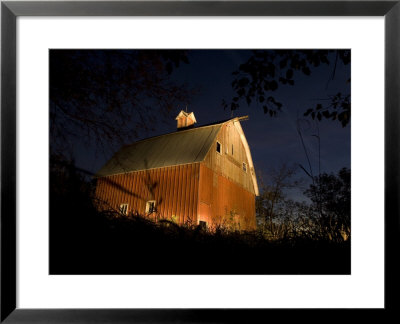 Antique Peg Barn Is Lit At Twilight, Princeton, Nebraska, Usa by Joel Sartore Pricing Limited Edition Print image