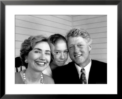Portrait Of President Bill Clinton, Daughter Chelsea And Wife Hillary Rodham Clinton by Alfred Eisenstaedt Pricing Limited Edition Print image
