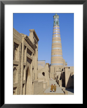 Islam Khodja Minaret, Prince Makhmud Mausoleum On Left, Khiva, Uzbekistan, Central Asia by Upperhall Ltd Pricing Limited Edition Print image
