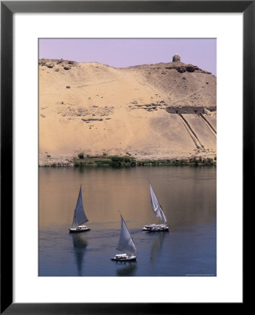 Three Feluccas On The River Nile, Aswan, Nubia, Egypt, North Africa, Africa by Sylvain Grandadam Pricing Limited Edition Print image