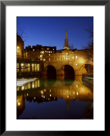 Pulteney Bridge And River Avon At Night, Bath, Unesco World Heritage Site, Avon (Somerset), England by Charles Bowman Pricing Limited Edition Print image