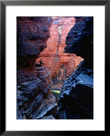 Man In Weano Gorge, Karijini National Park, Western Australia by Oliver Strewe Pricing Limited Edition Print image