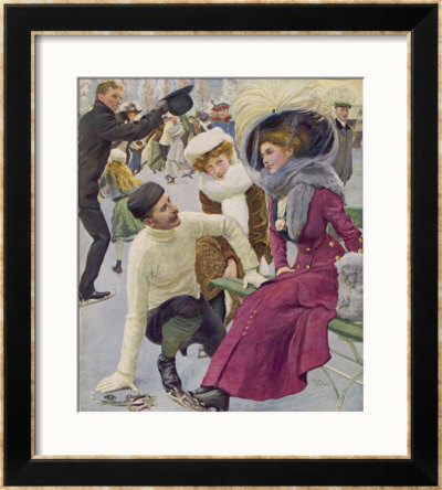 An Attentive Fellow Kneels And Enquires As To The Health Of His Charming Companion by Oscar Bluhm Pricing Limited Edition Print image
