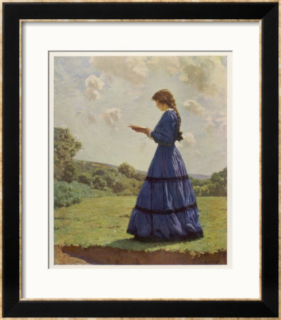 Girl Stands In A Field Reading Her Book by Harold Knight Pricing Limited Edition Print image