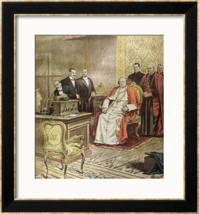 Pope Pius Xi Listens To The Radio Broadcast Of A Concert by Alfredo Ortelli Pricing Limited Edition Print image