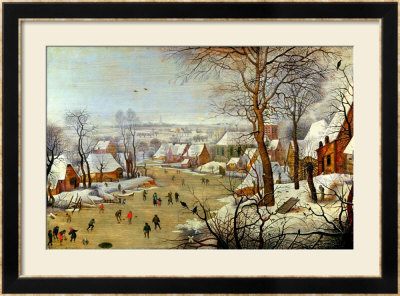 Winter Landscape With Skaters And A Bird Trap by Pieter Brueghel The Younger Pricing Limited Edition Print image